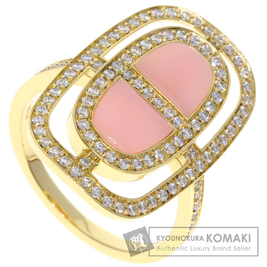HERMES Chaine d'Ancre Lumiere Pink Opal Diamond Ring K18 Yellow Gold Ladies [Used]