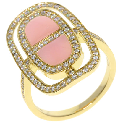 HERMES Chaine d'Ancre Lumiere Pink Opal Diamond Ring K18 Yellow Gold Ladies [Used]