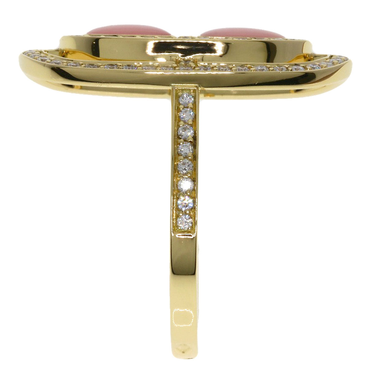 HERMES Chaine d'Ancre Lumiere Pink Opal Diamond Ring K18 Yellow Gold Ladies [Used]