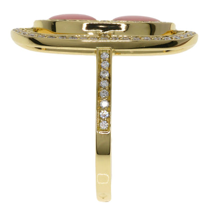 HERMES Chaine d'Ancre Lumiere Pink Opal Diamond Ring K18 Yellow Gold Ladies [Used]