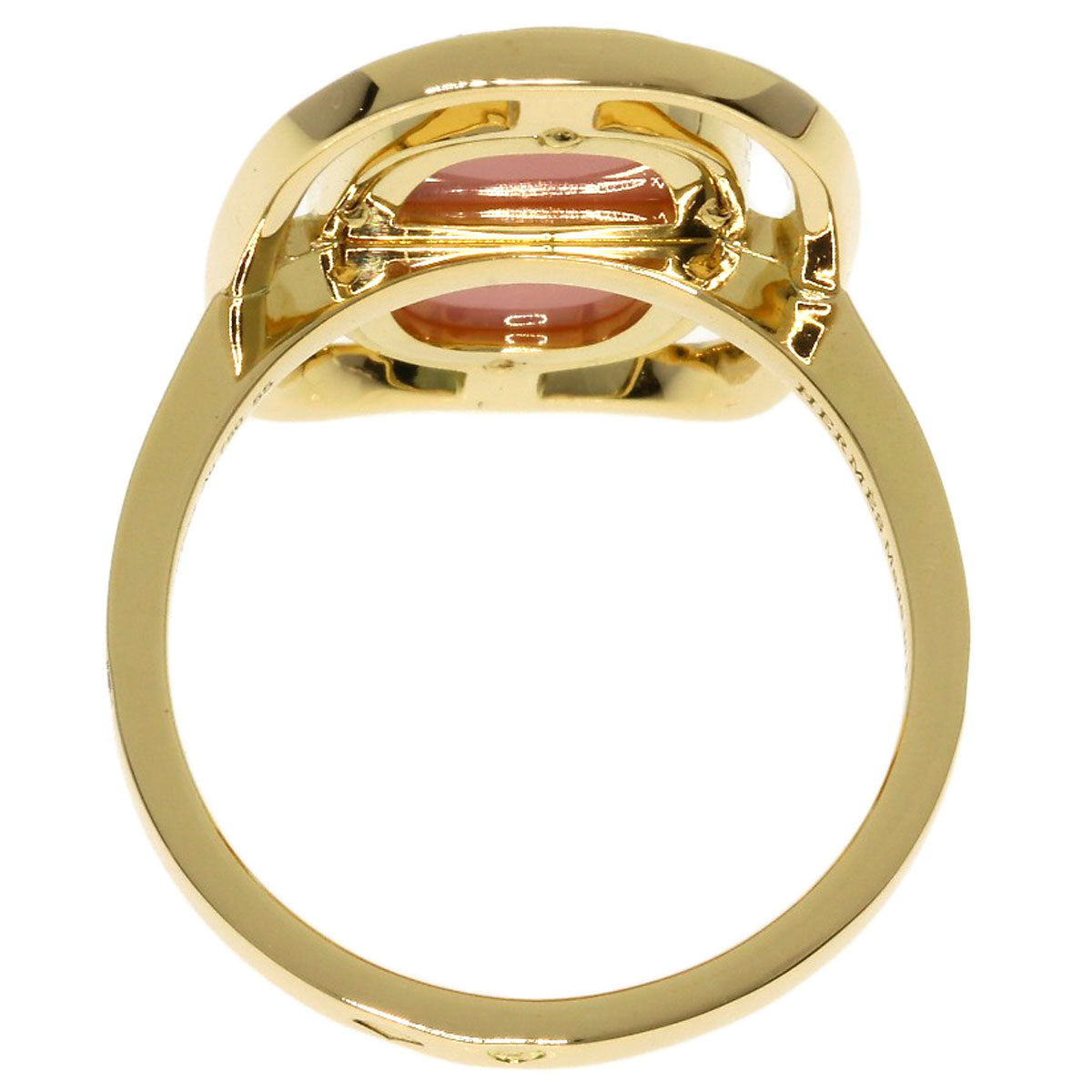 HERMES Chaine d'Ancre Lumiere Pink Opal Diamond Ring K18 Yellow Gold Ladies [Used]