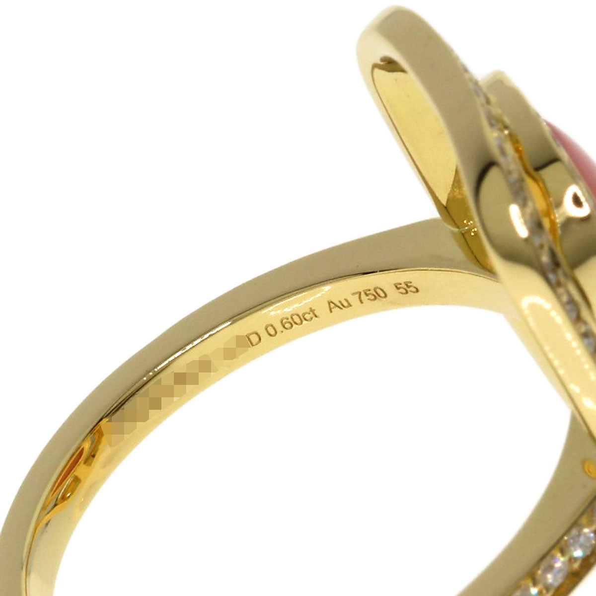 HERMES Chaine d'Ancre Lumiere Pink Opal Diamond Ring K18 Yellow Gold Ladies [Used]