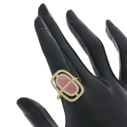 HERMES Chaine d'Ancre Lumiere Pink Opal Diamond Ring K18 Yellow Gold Ladies [Used]