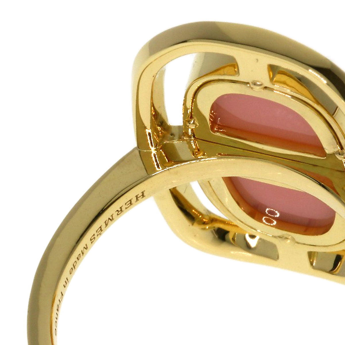 HERMES Chaine d'Ancre Lumiere Pink Opal Diamond Ring K18 Yellow Gold Ladies [Used]