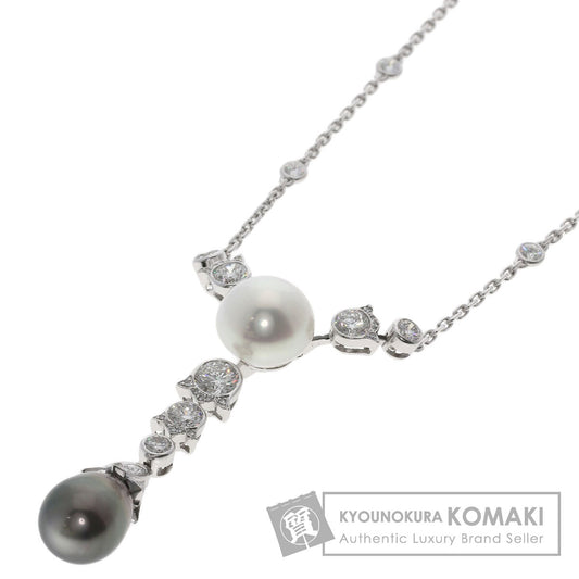CARTIER Pearl Pearl Diamond Necklace K18 White Gold Ladies [Used]