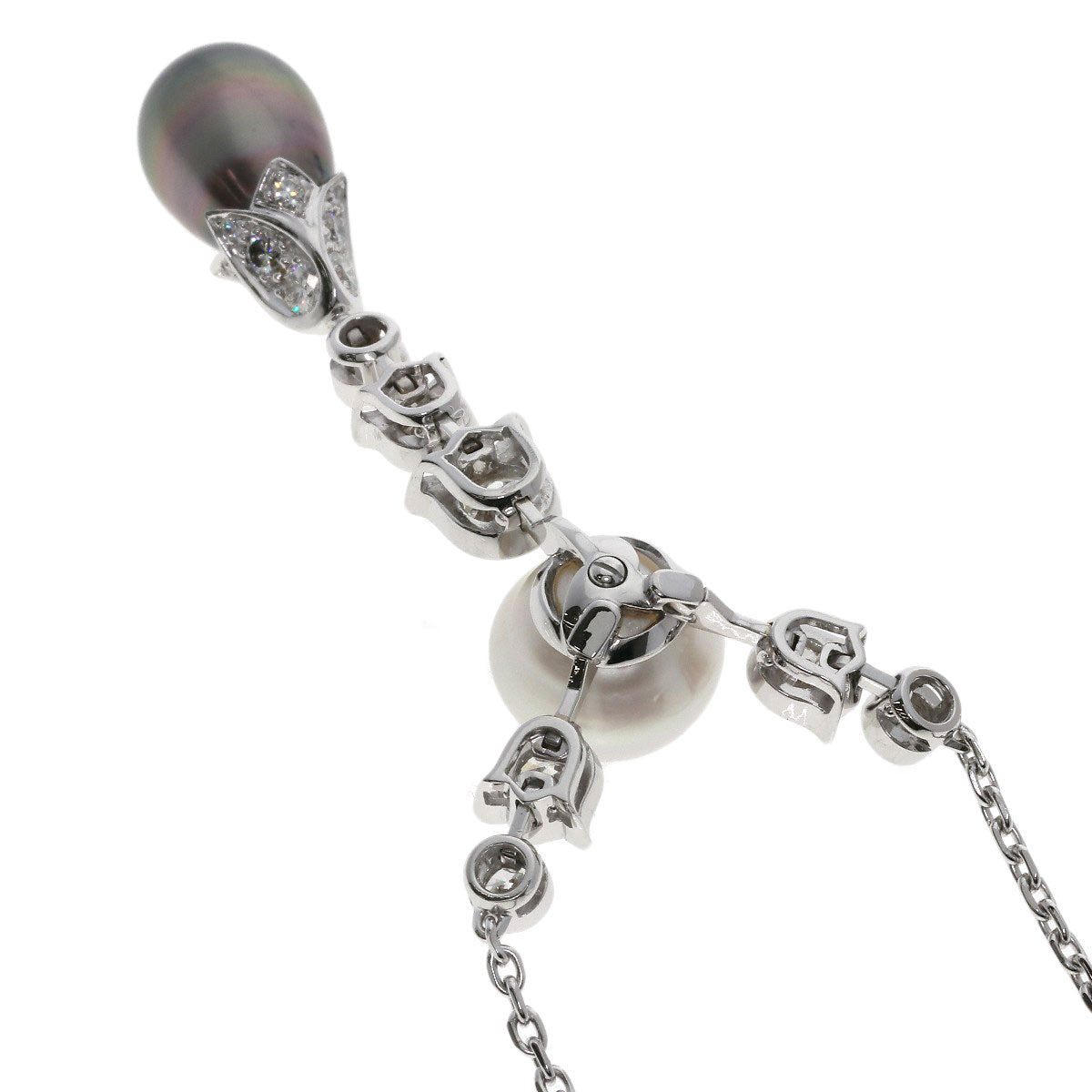 CARTIER Pearl Pearl Diamond Necklace K18 White Gold Ladies [Used]