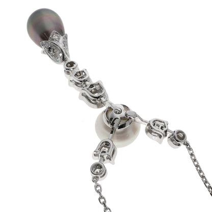 CARTIER Pearl Pearl Diamond Necklace K18 White Gold Ladies [Used]