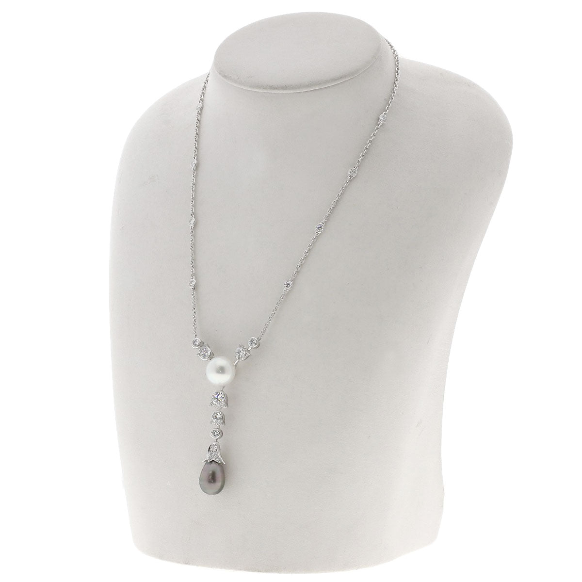 CARTIER Pearl Pearl Diamond Necklace K18 White Gold Ladies [Used]