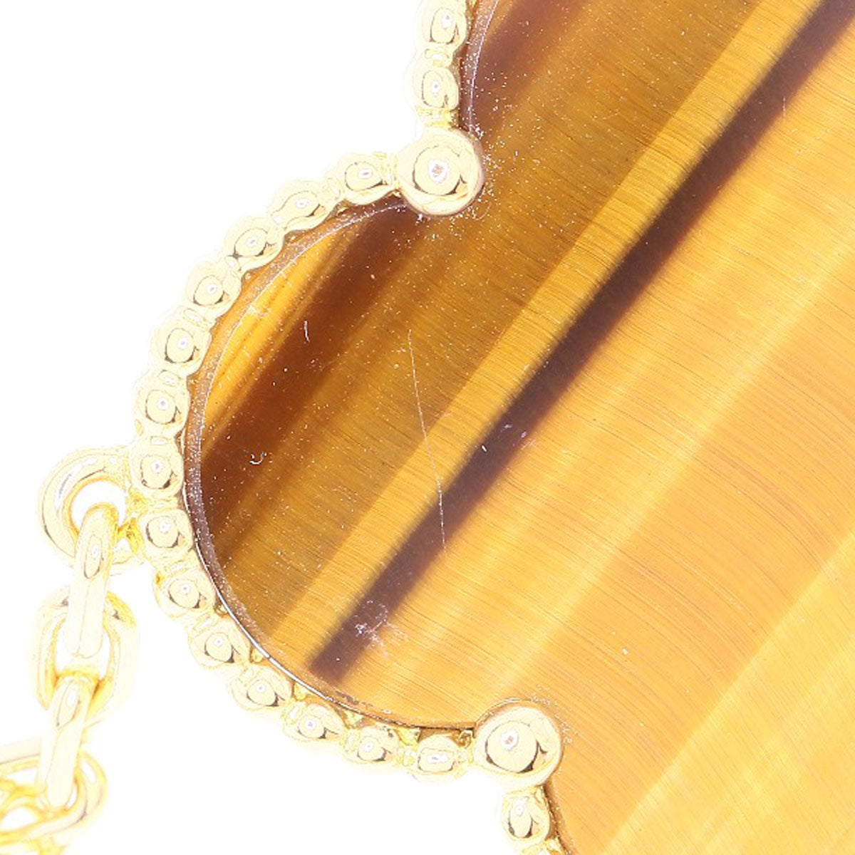 Van Cleef & Arpels Magic Alhambra Tiger's Eye Carnelian Necklace K18 Yellow Gold Ladies [Used]
