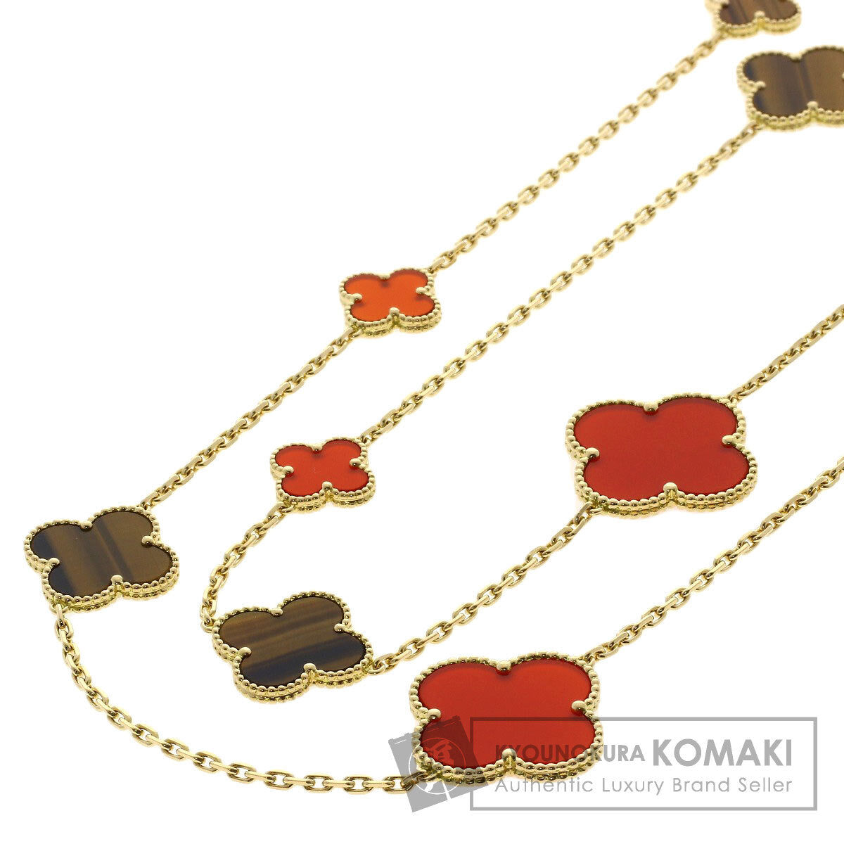 Van Cleef & Arpels Magic Alhambra Tiger's Eye Carnelian Necklace K18 Yellow Gold Ladies [Used]