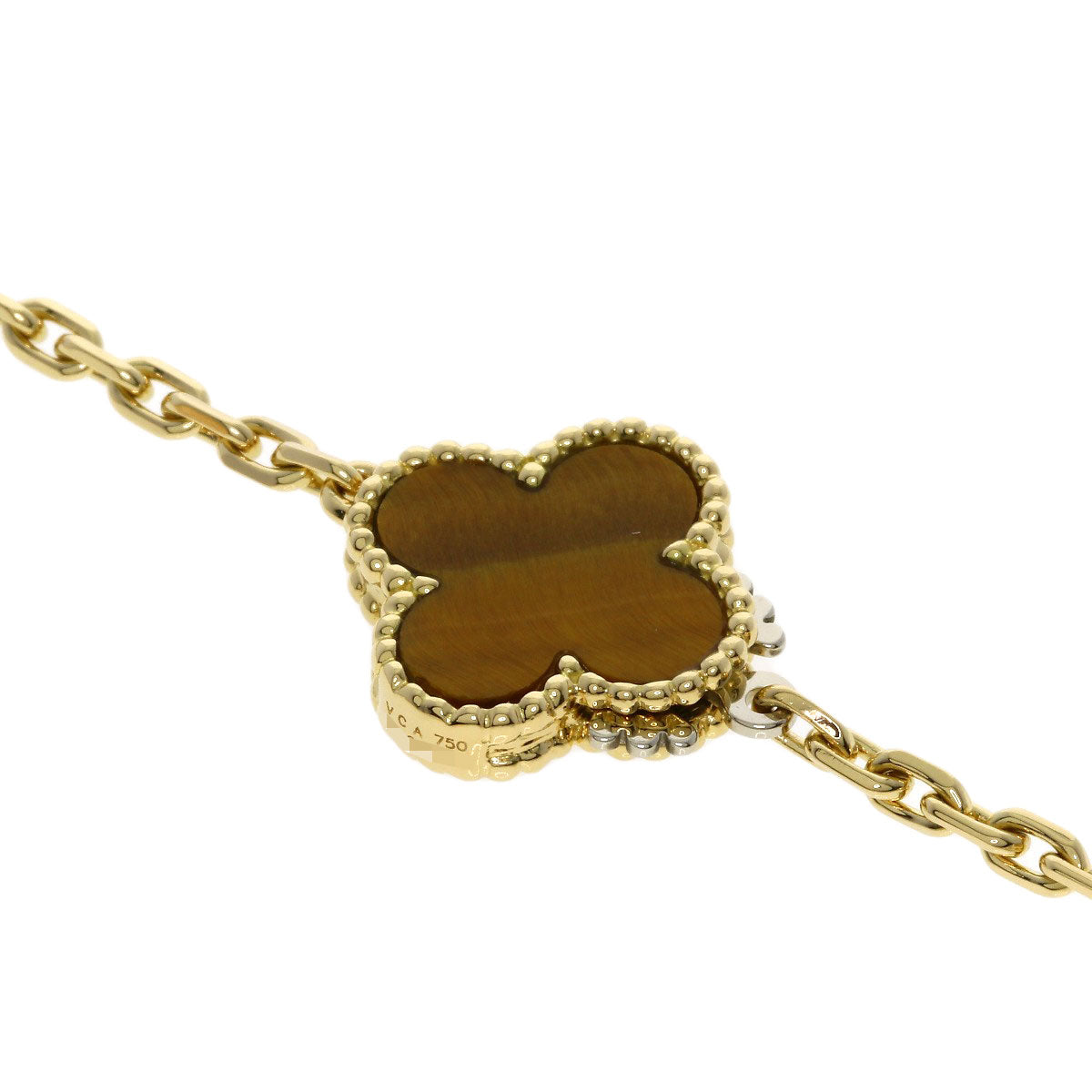 Van Cleef & Arpels Magic Alhambra Tiger's Eye Carnelian Necklace K18 Yellow Gold Ladies [Used]