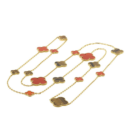 Van Cleef & Arpels Magic Alhambra Tiger's Eye Carnelian Necklace K18 Yellow Gold Ladies [Used]