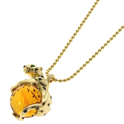 CARTIER PANTHERE Citrin Tsavorite Garnet Diamond Necklace K18 Yellow Gold Ladies [Used]