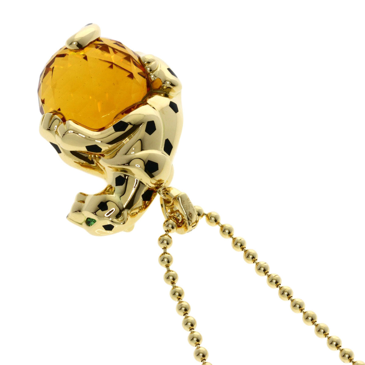 CARTIER PANTHERE Citrin Tsavorite Garnet Diamond Necklace K18 Yellow Gold Ladies [Used]