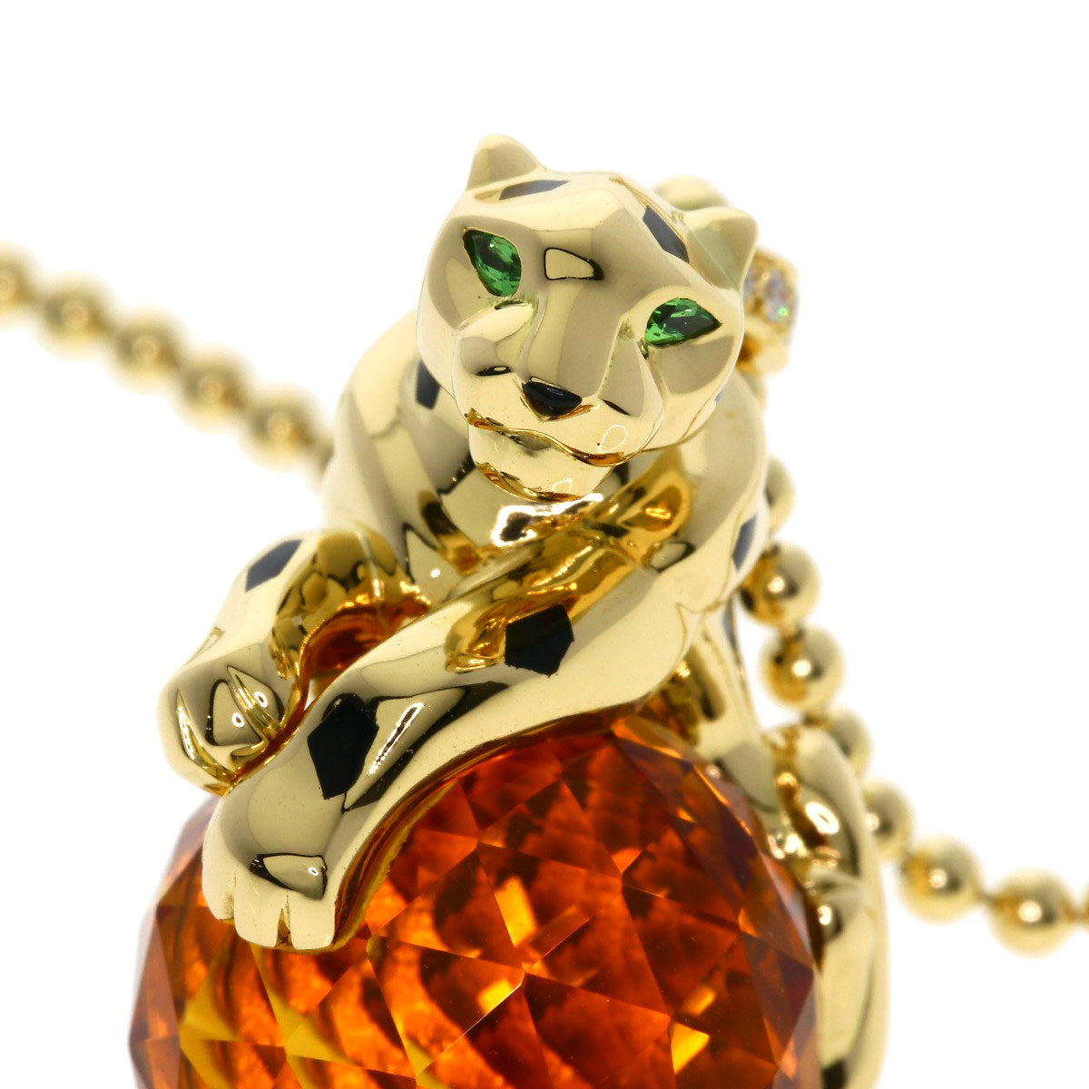 CARTIER PANTHERE Citrin Tsavorite Garnet Diamond Necklace K18 Yellow Gold Ladies [Used]