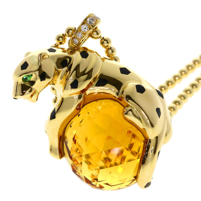 CARTIER PANTHERE Citrin Tsavorite Garnet Diamond Necklace K18 Yellow Gold Ladies [Used]