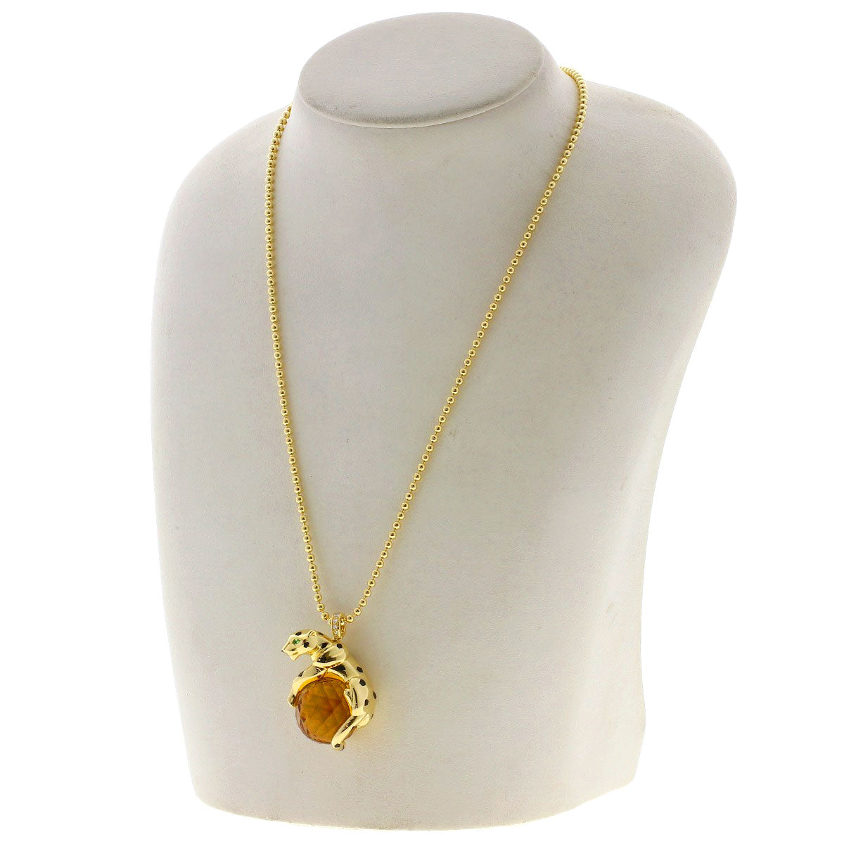 CARTIER PANTHERE Citrin Tsavorite Garnet Diamond Necklace K18 Yellow Gold Ladies [Used]