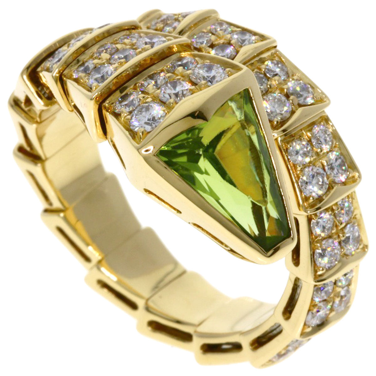 BVLGARI Serpenti Peridot Diamond L size Necklace K18 Yellow Gold Ladies [Used]