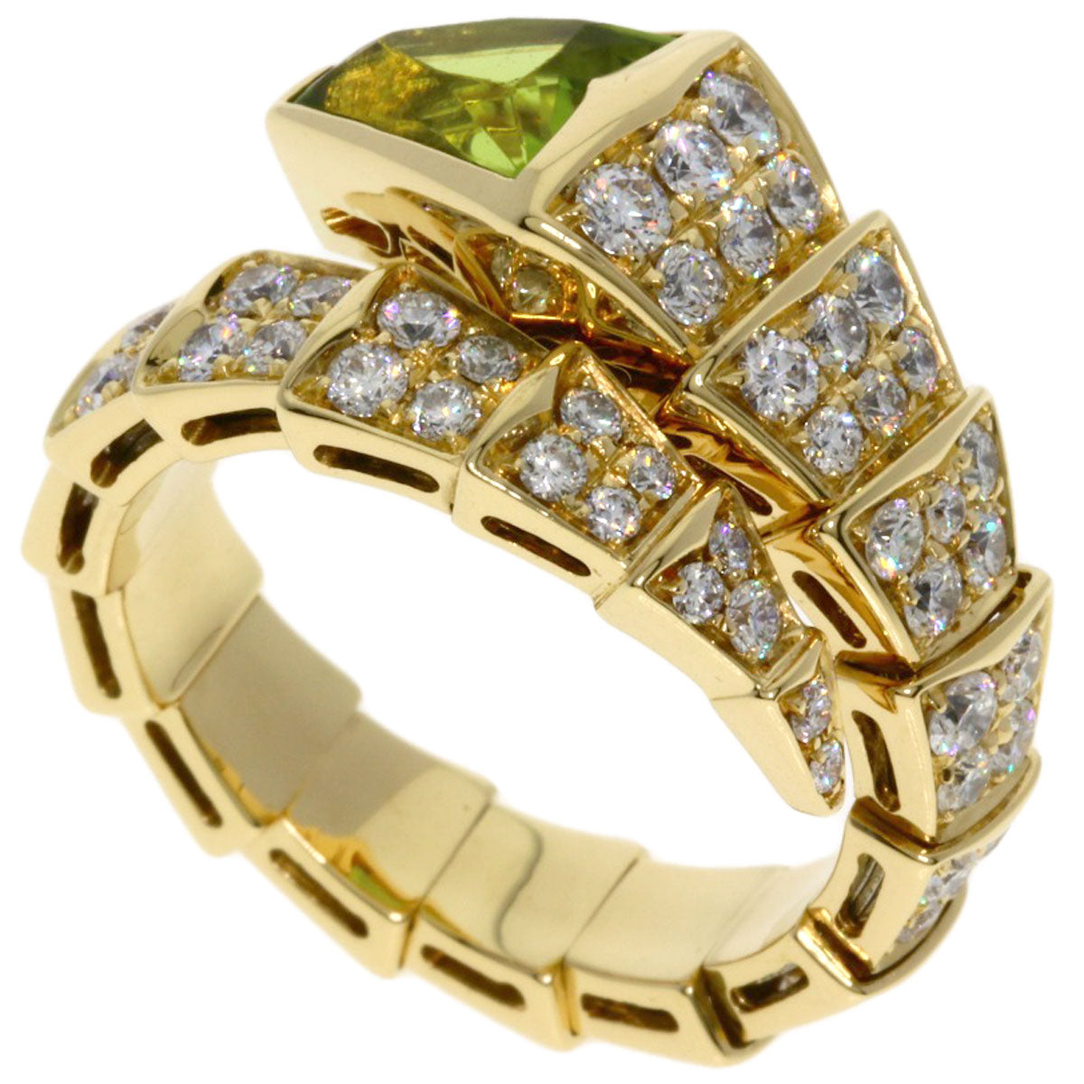 BVLGARI Serpenti Peridot Diamond L size Necklace K18 Yellow Gold Ladies [Used]