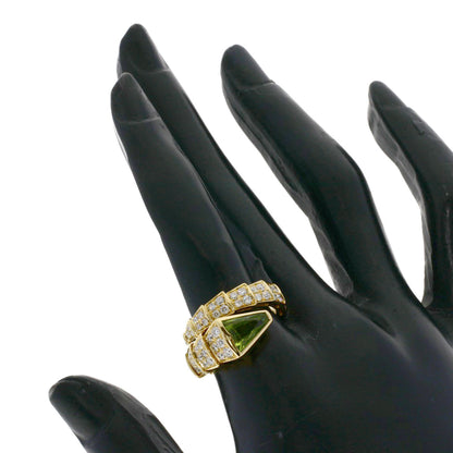 BVLGARI Serpenti Peridot Diamond L size Necklace K18 Yellow Gold Ladies [Used]