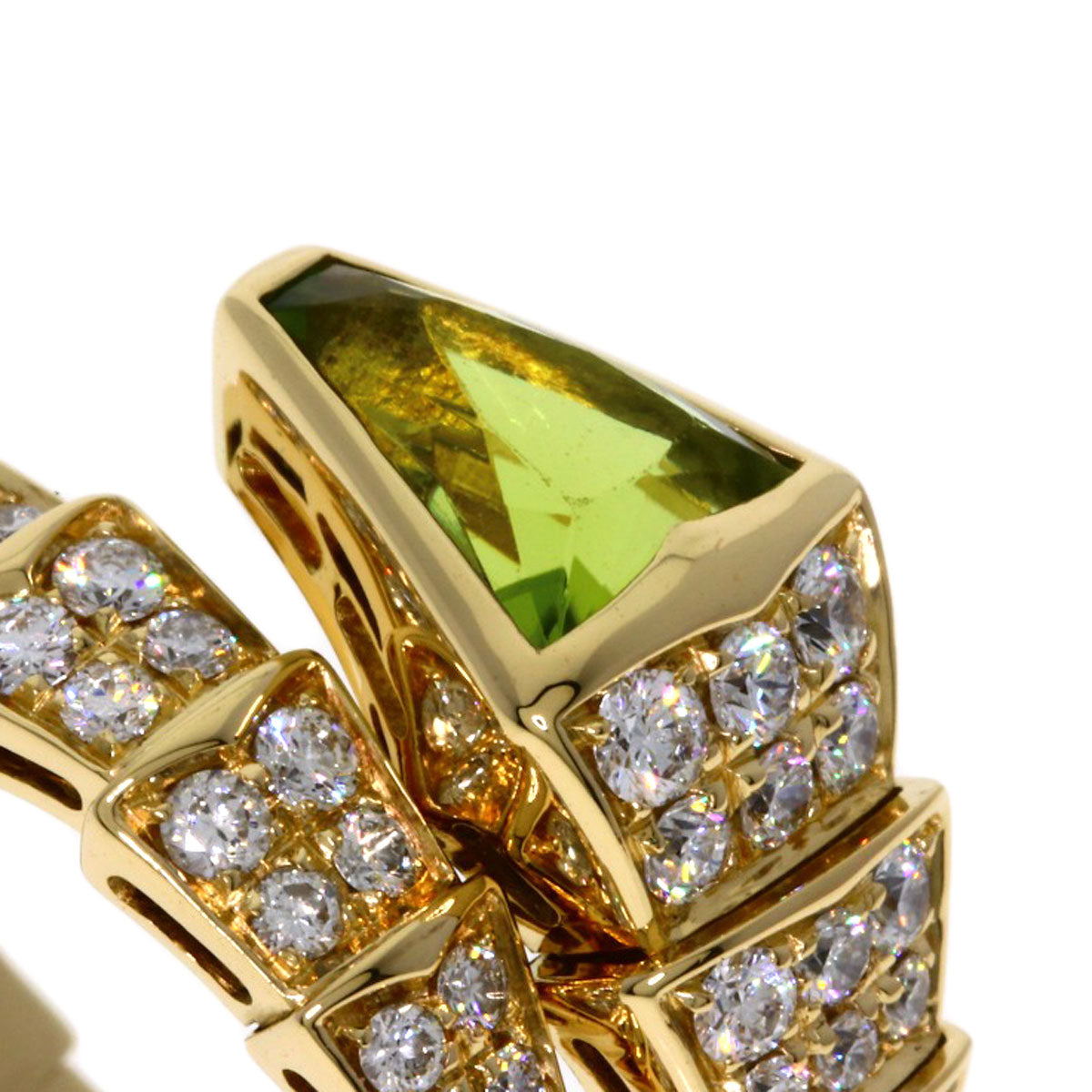 BVLGARI Serpenti Peridot Diamond L size Necklace K18 Yellow Gold Ladies [Used]