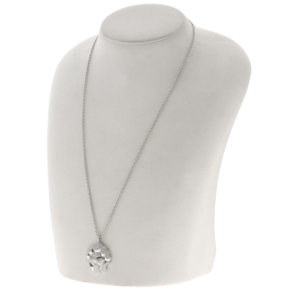 CHANEL Diamond Sous le Signe du Lion Necklace K18 White Gold Ladies [Used]