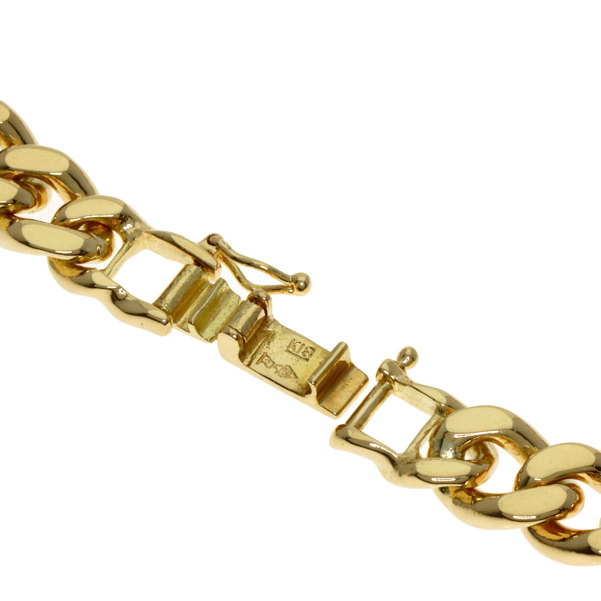 Curb chain Kihei 2 sides Necklace K18 Yellow Gold 99.7g　mens