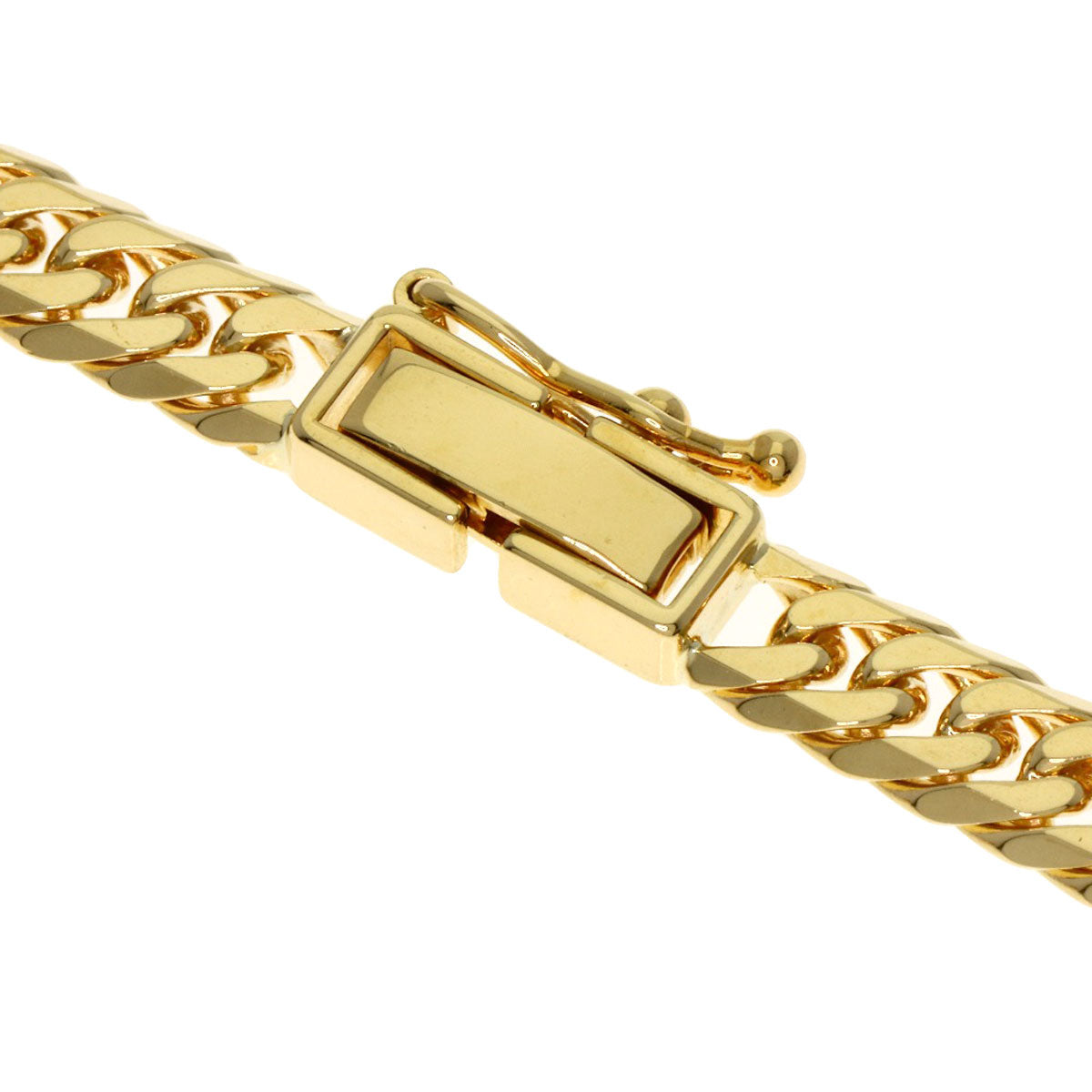 Curb chain Kihei 6-sided double Necklace K18 Yellow Gold 30.1g　Ladies