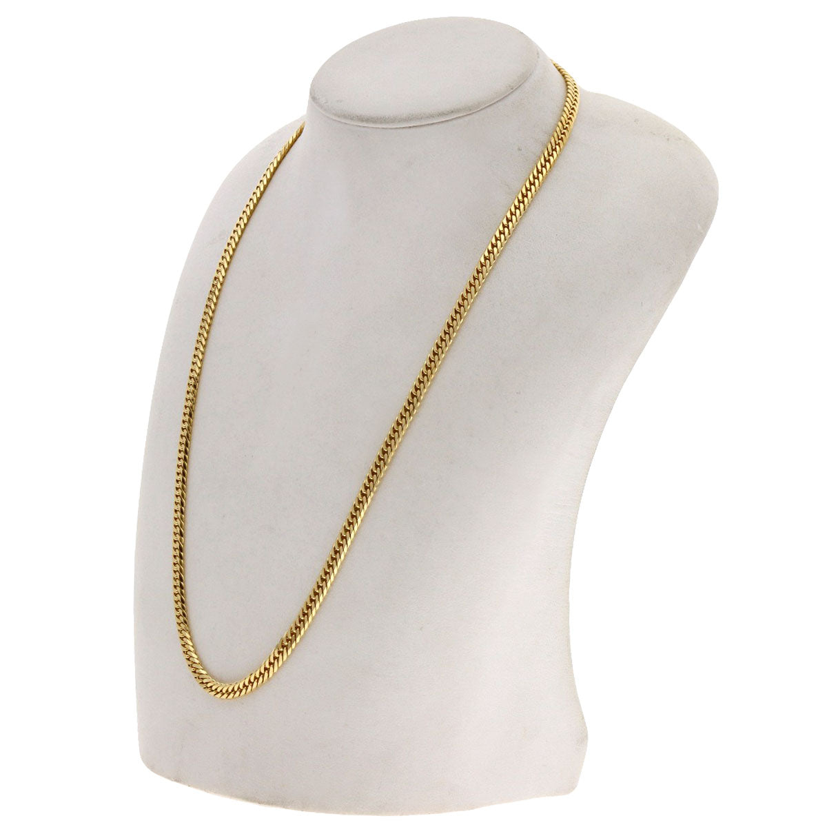 Curb chain Kihei 6-sided double Necklace K18 Yellow Gold 30.1g　Ladies