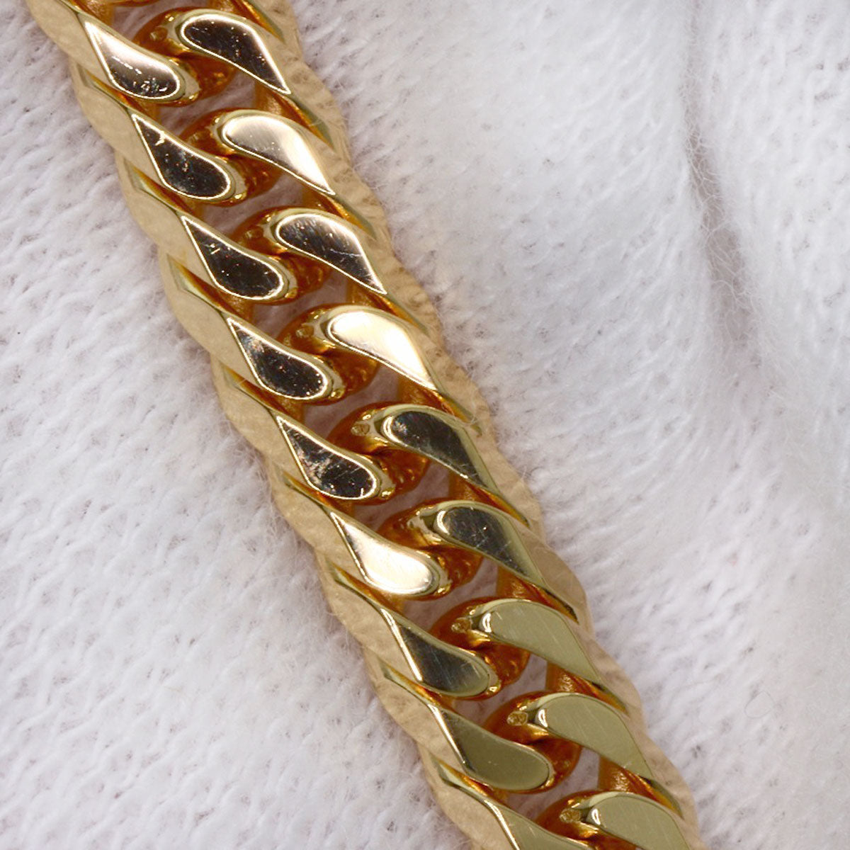Curb chain Kihei 6-sided double Necklace K18 Yellow Gold 30.1g　Ladies