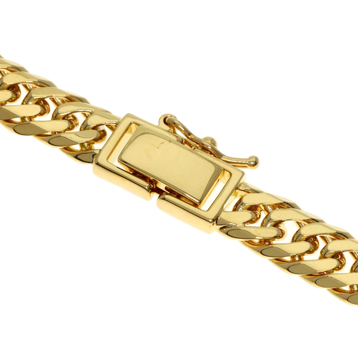 Curb chain Kihei 6-sided double Necklace K18 Yellow Gold 46.3g　Ladies