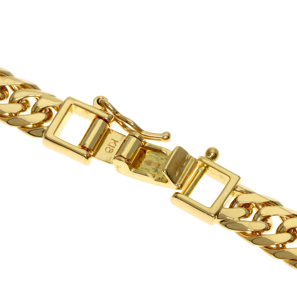 Curb chain Kihei 6-sided double Necklace K18 Yellow Gold 46.3g　Ladies