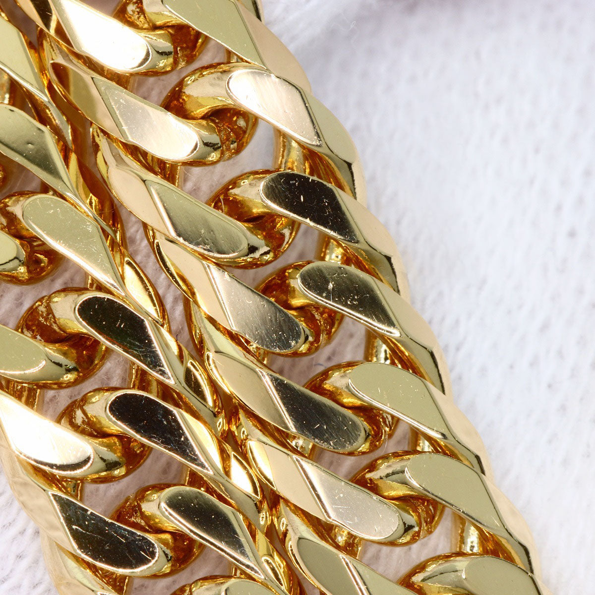 Curb chain Kihei 6-sided double Necklace K18 Yellow Gold 46.3g　Ladies