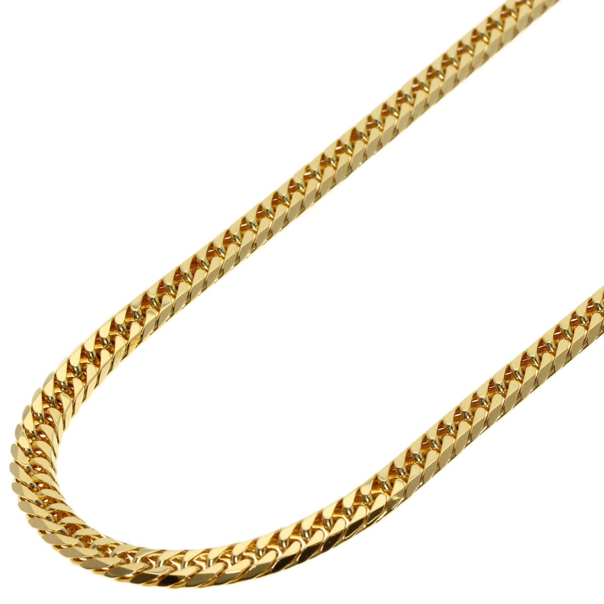 Curb chain Kihei 6-sided double Necklace K18 Yellow Gold 37.2g　mens