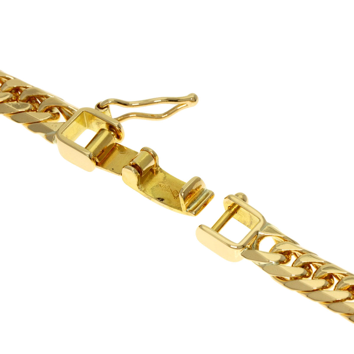 Curb chain Kihei 6-sided double Necklace K18 Yellow Gold 37.2g　mens