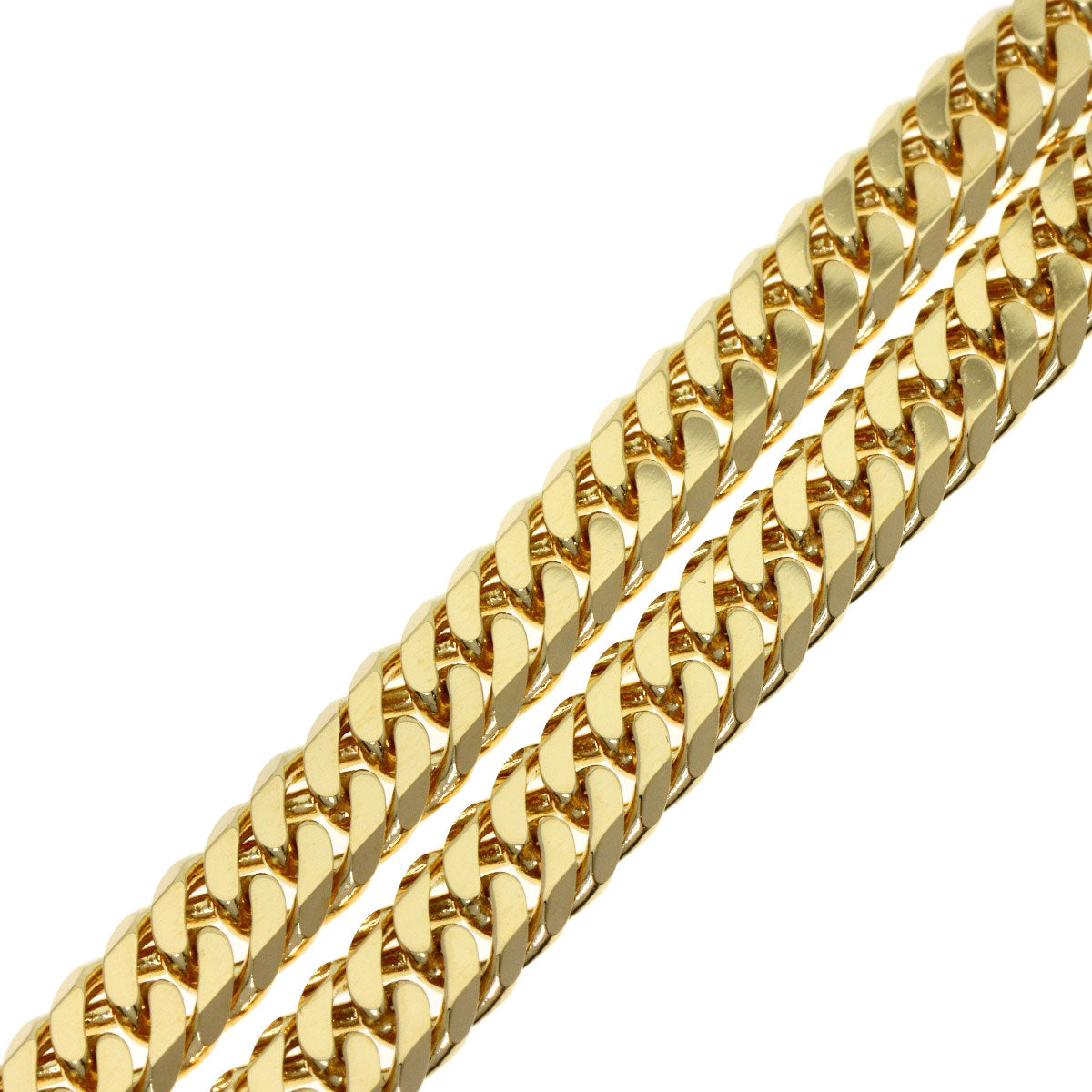 Curb chain Kihei 6-sided double Necklace K18 Yellow Gold 51.2g　mens