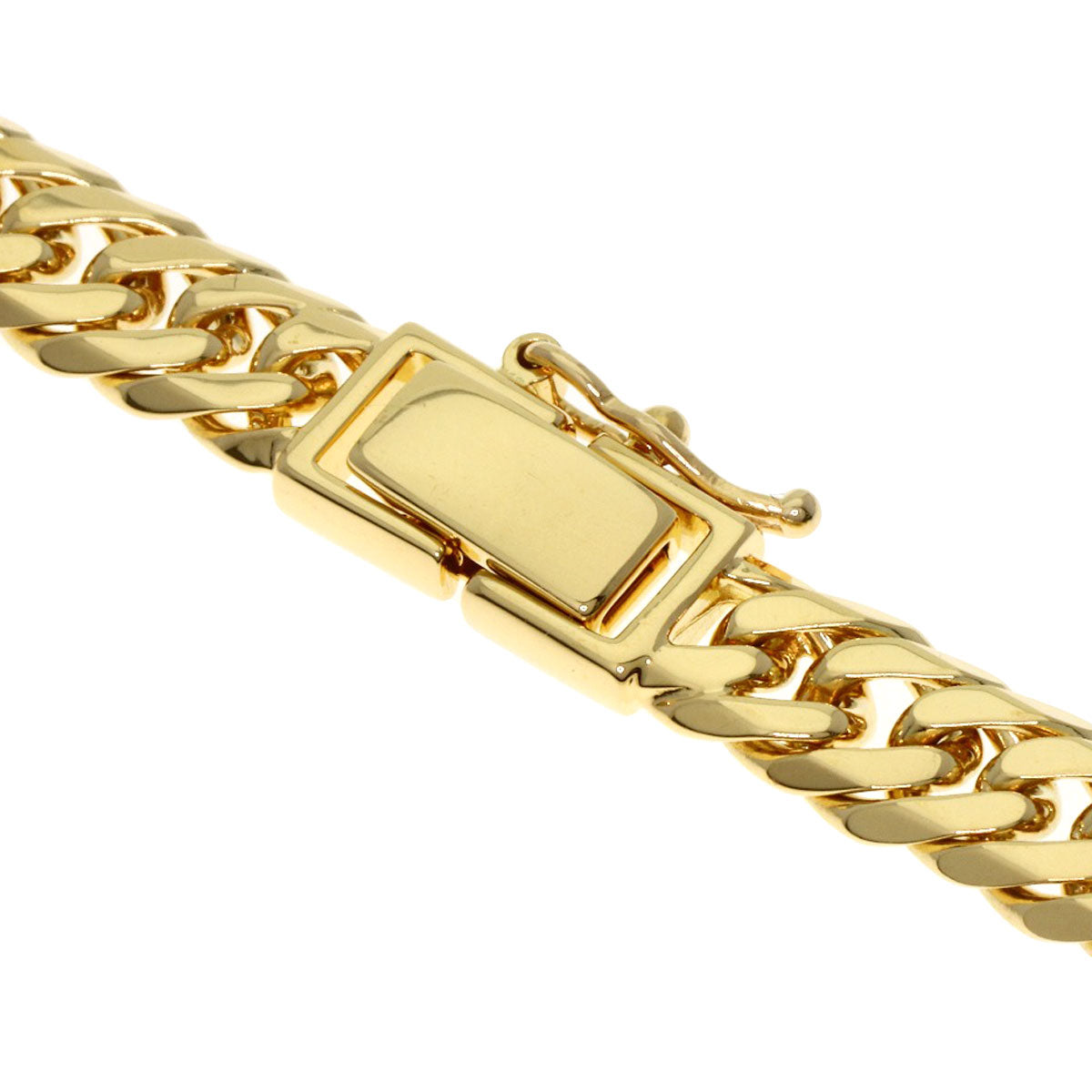 Curb chain Kihei 6-sided double Necklace K18 Yellow Gold 51.2g　mens