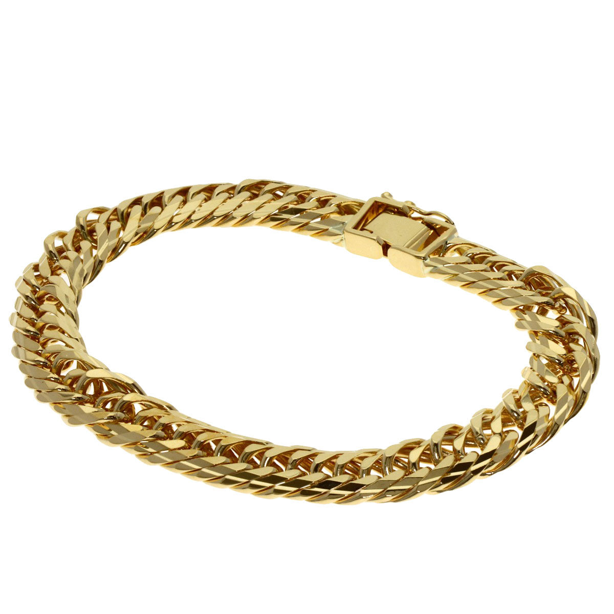 Curb Chain Kihei 16-sided Triple Bracelet K18 Yellow Gold 30g　mens