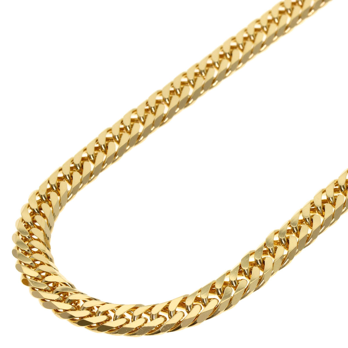Curb chain Kihei 6-sided double Necklace K18 Yellow Gold 45.9g　Ladies