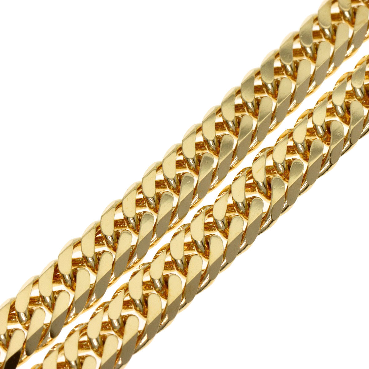 Curb chain Kihei 6-sided double Necklace K18 Yellow Gold 45.9g　Ladies