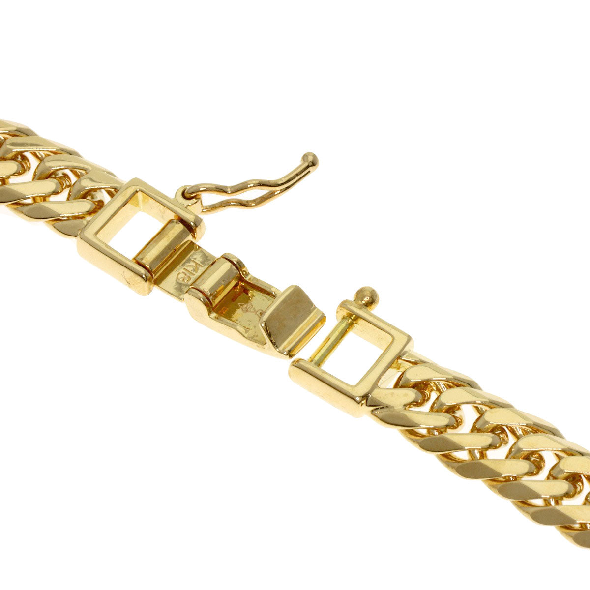 Curb chain Kihei 6-sided double Necklace K18 Yellow Gold 45.9g　Ladies