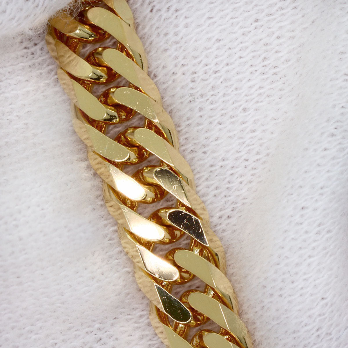 Curb chain Kihei 6-sided double Necklace K18 Yellow Gold 45.9g　Ladies