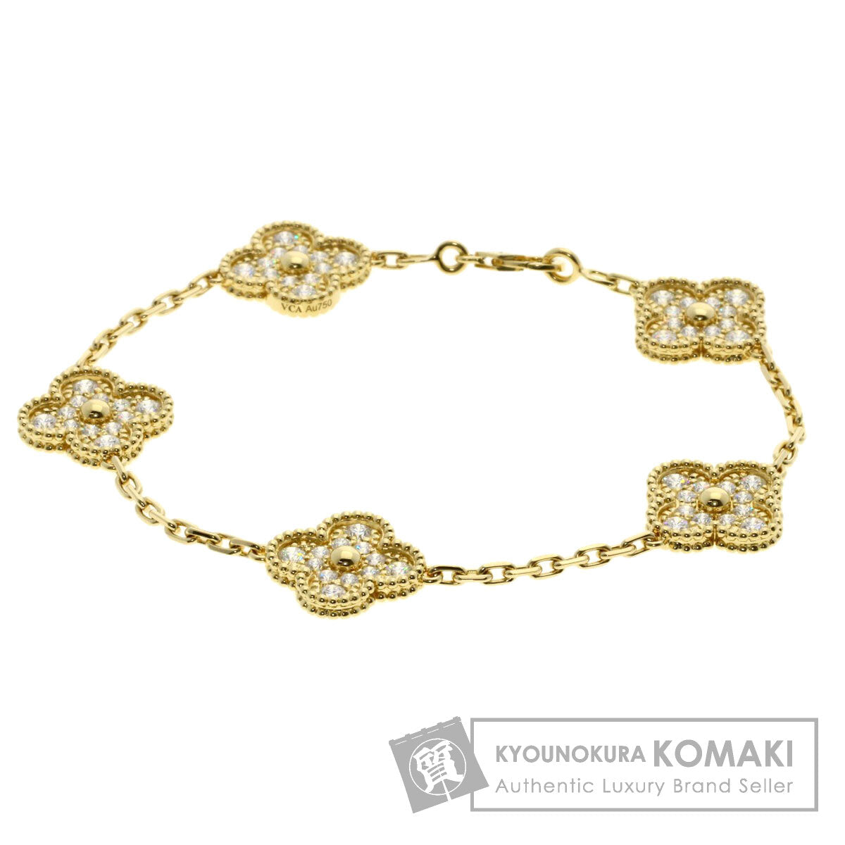 Van Cleef & Arpels 5P Vintage Alhambra Diamond Bracelet K18 Yellow Gold Ladies [Used]