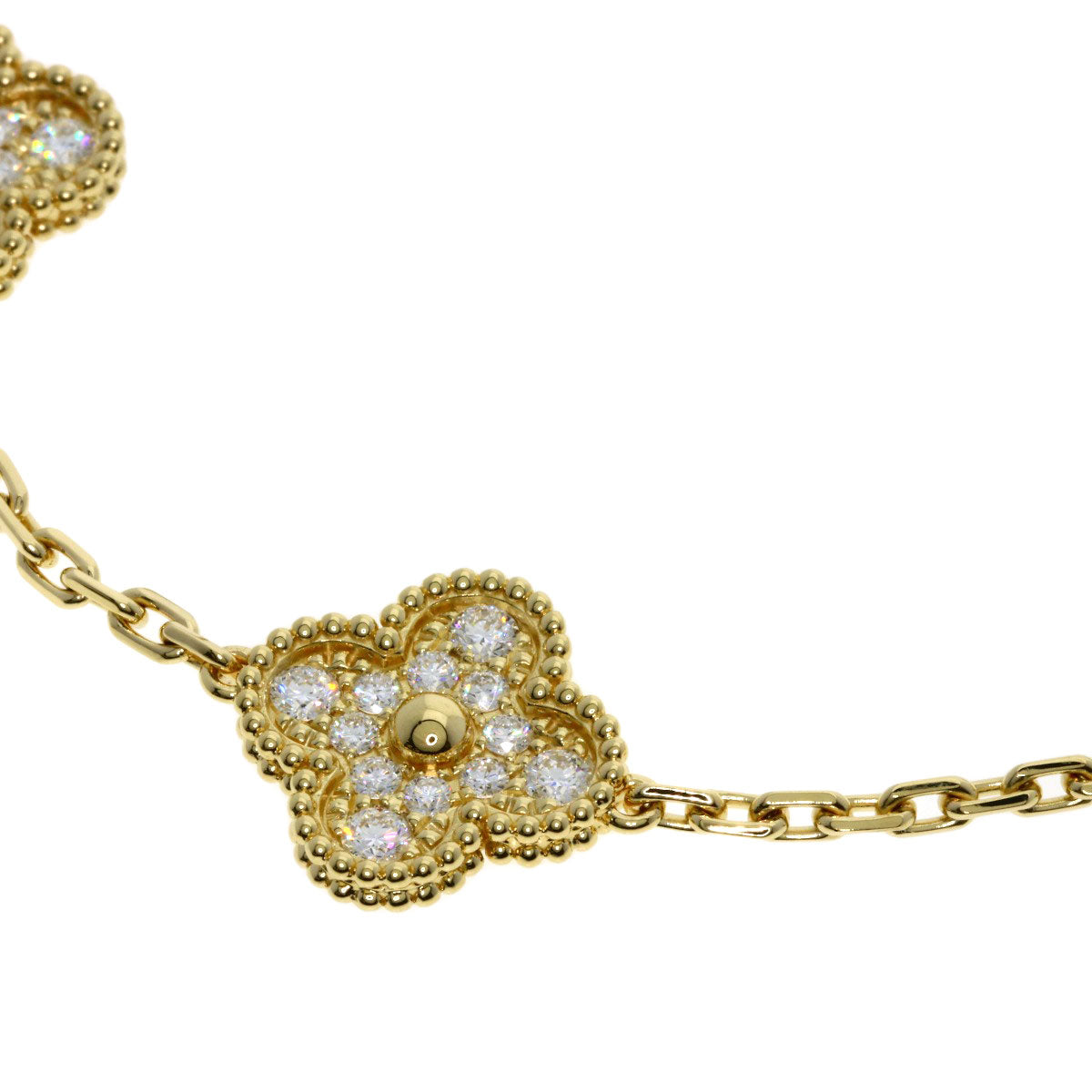 Van Cleef & Arpels 5P Vintage Alhambra Diamond Bracelet K18 Yellow Gold Ladies [Used]