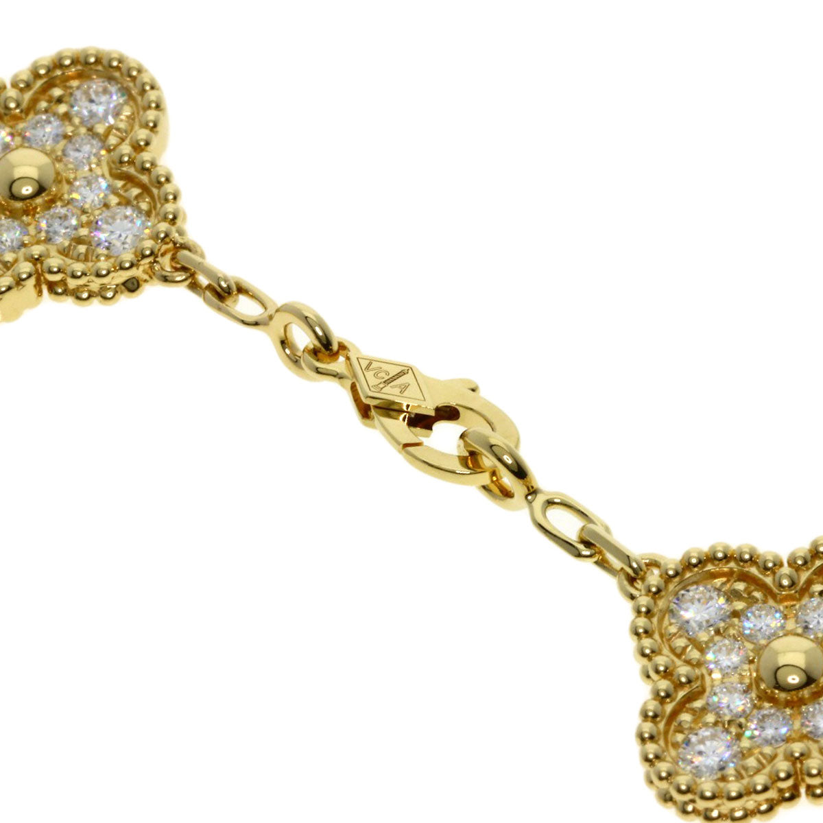 Van Cleef & Arpels 5P Vintage Alhambra Diamond Bracelet K18 Yellow Gold Ladies [Used]