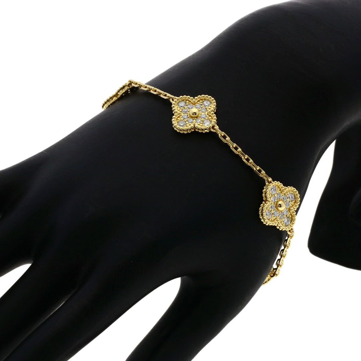 Van Cleef & Arpels 5P Vintage Alhambra Diamond Bracelet K18 Yellow Gold Ladies [Used]