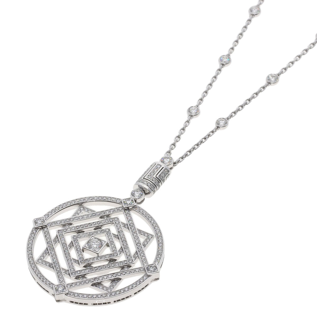 CARTIER Indian Mystery Diamond Necklace K18 White Gold Ladies [Used]