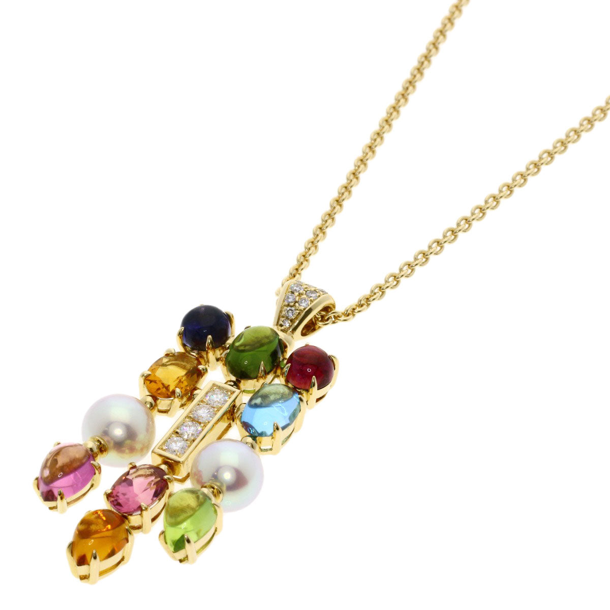BVLGARI Allegra Multicolor Stone Necklace K18 Yellow Gold Ladies [Used]