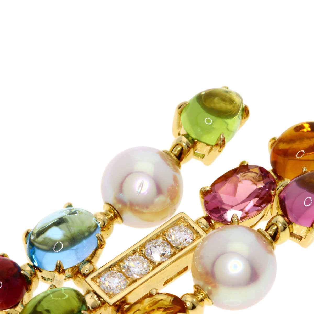 BVLGARI Allegra Multicolor Stone Necklace K18 Yellow Gold Ladies [Used]