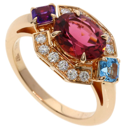 BVLGARI Allegra Pink Tourmaline Amethyst Aquamarine Diamond Ring K18 Pink Gold Ladies [Used]
